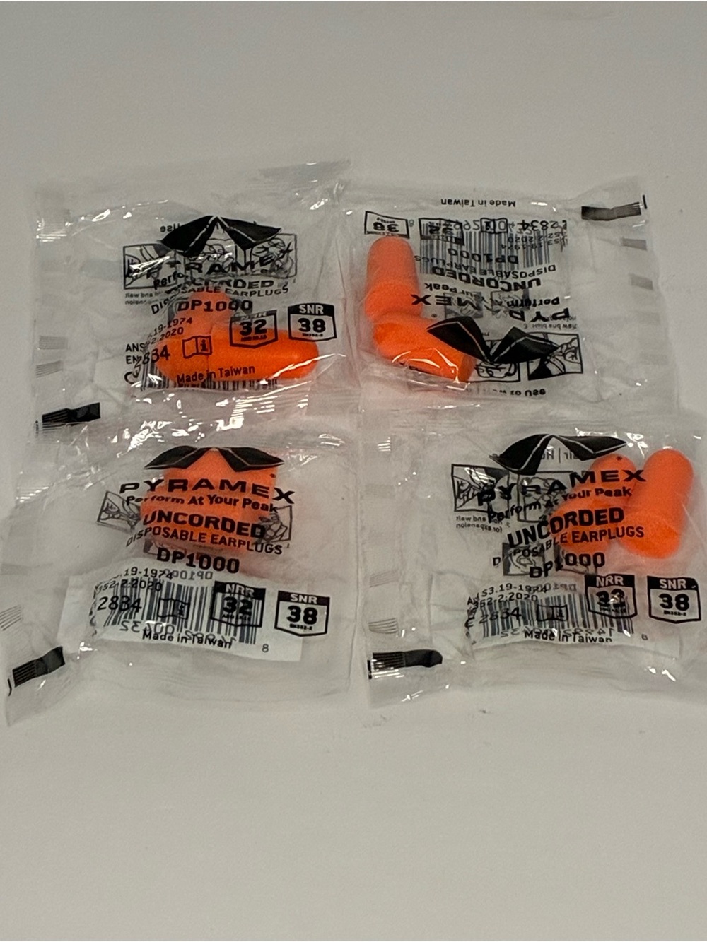 Orange Uncorded Disposable Earplugs - Pack of 4
